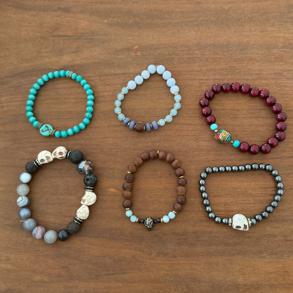 Set of 6! Beaded Bracelets